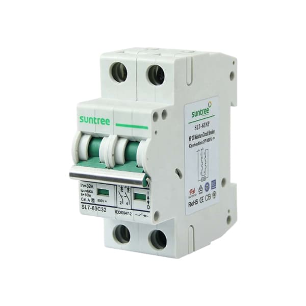 Suntree DC MCB 20amp, 32amp, 63amp, 2-pole, 550vdc Circuit Breaker